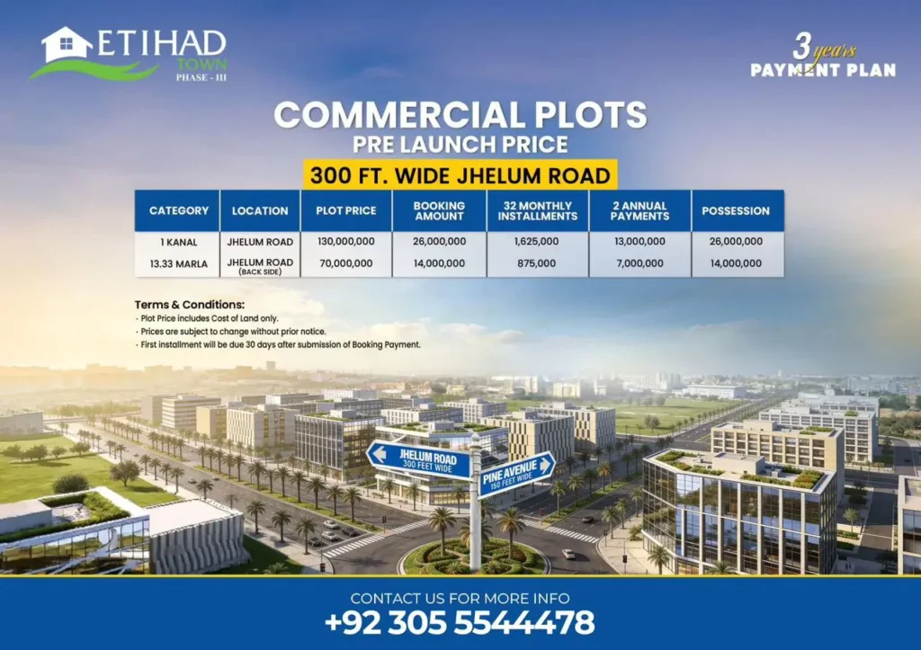 etihad town phase 3 commercial plots
